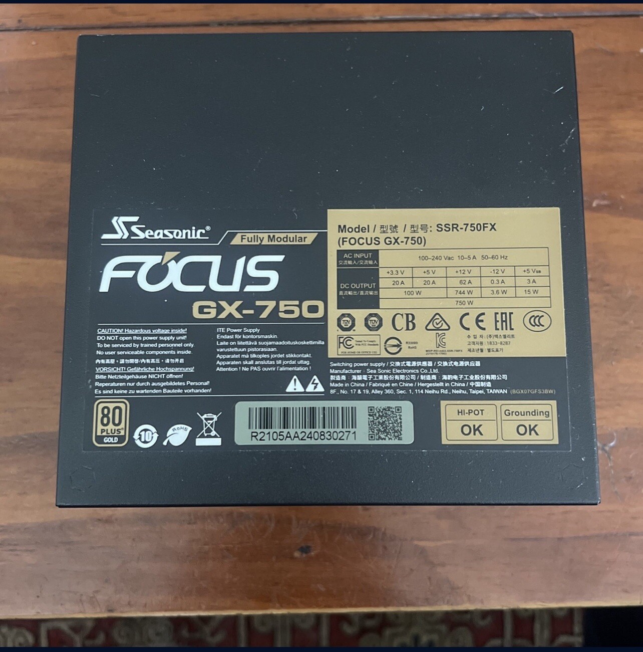 Seasonic Focus Plus Series Ssr-750fx 750w 80 - Gold
