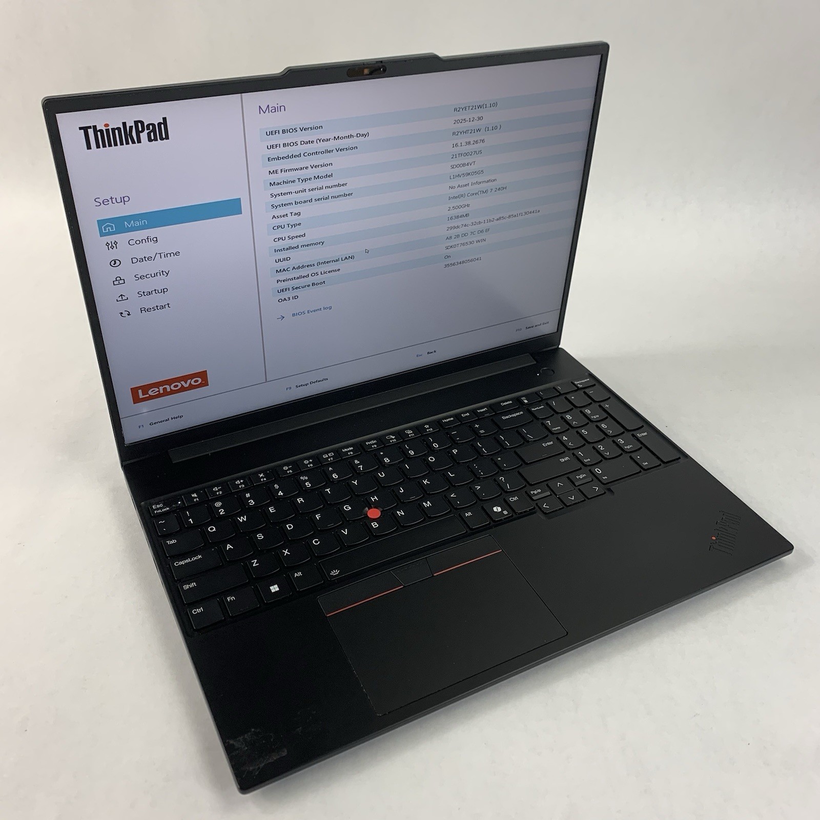 Lenovo ThinkPad E16 Gen 3 16.0" Core 7 240H 16 GB RAM No OS/SSD/AC Has Heatspot