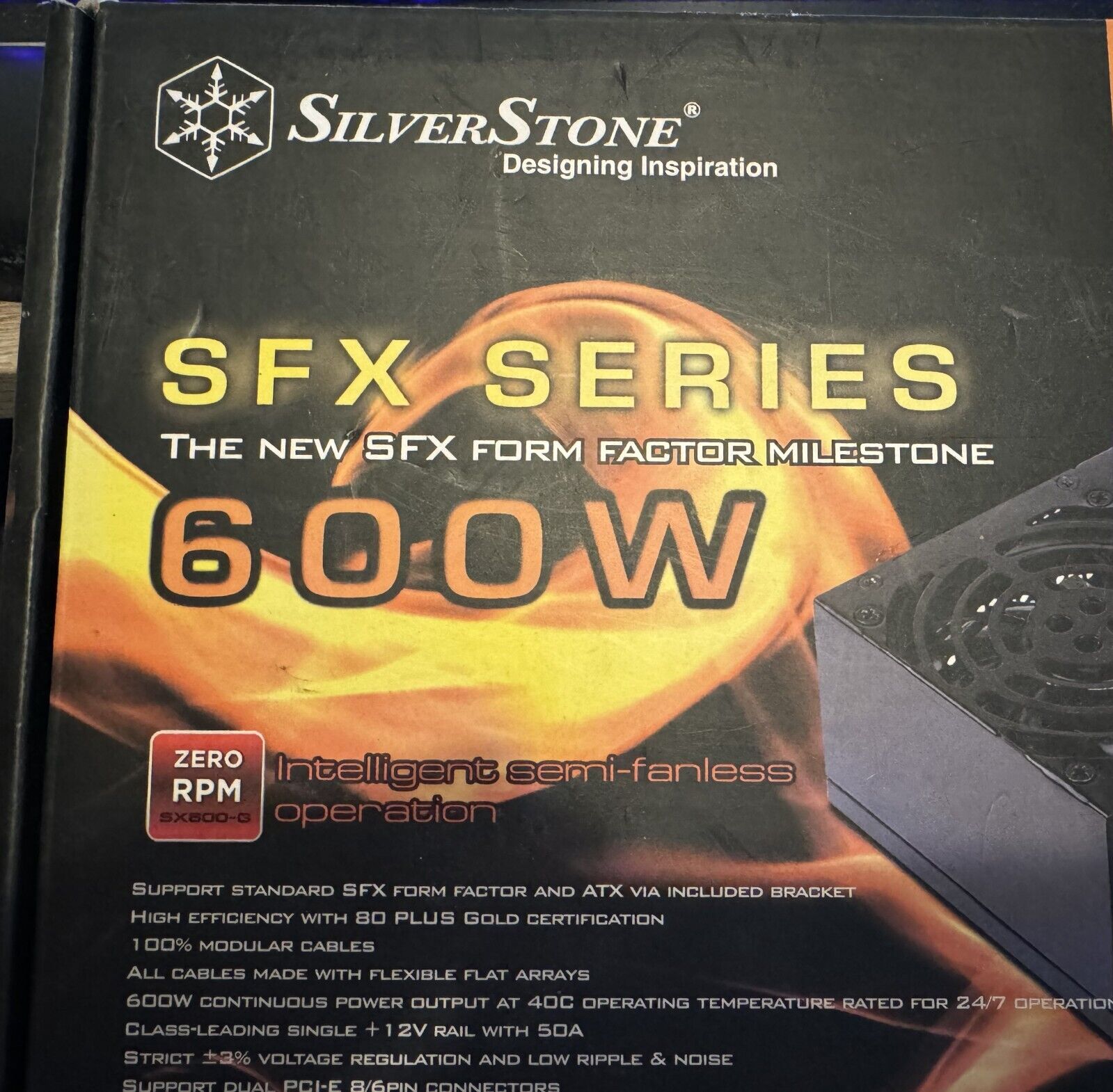 Silverstone SX600-G Semi-Fanless SFX/ATX Modular 80PLUS Gold 600W (OEM PKG)