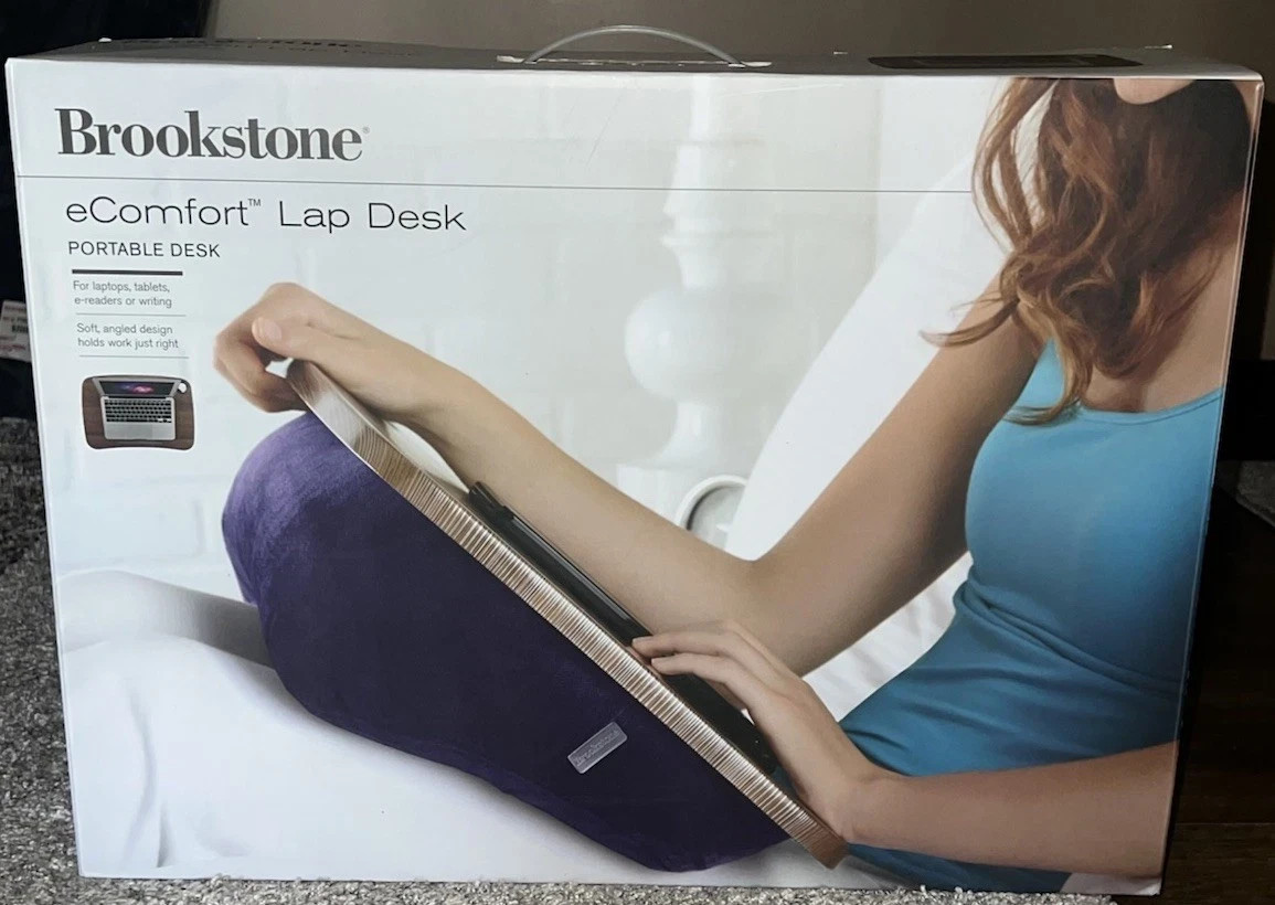 Brookstone e-Pad Portable Laptop Desk, WOOD TOP CUSHION BOTTOM # 3483 u