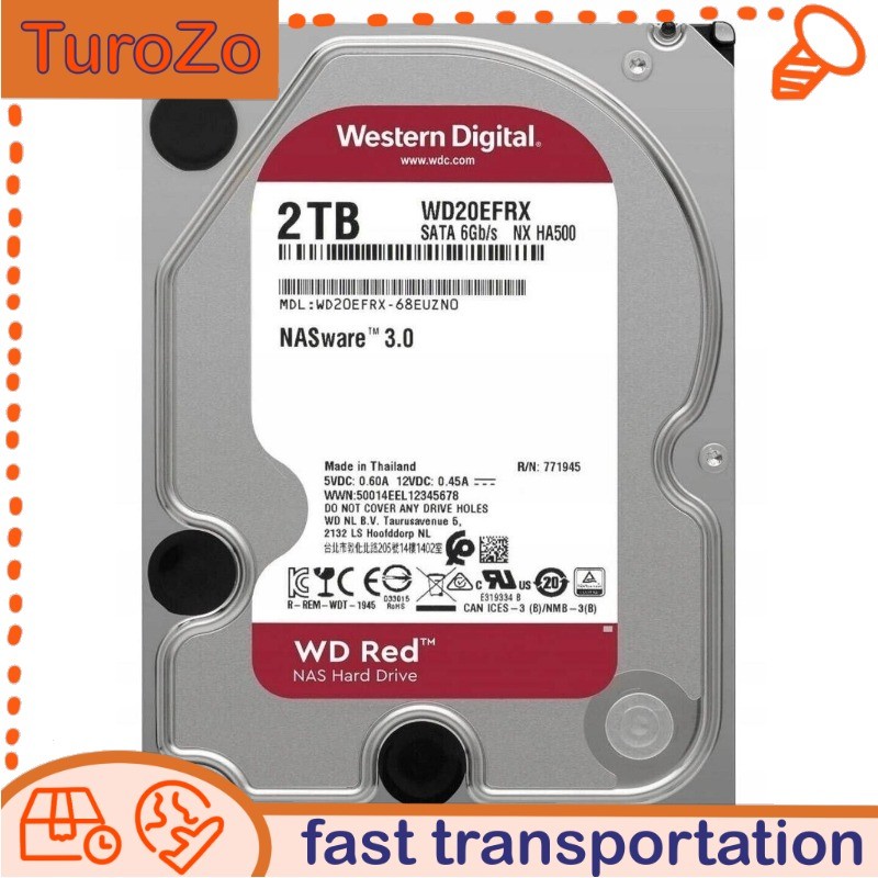 WD20EFRX Red NAS 2TB 5400RPM 3.5" SATA III 64MB Internal Enterprise Drive New