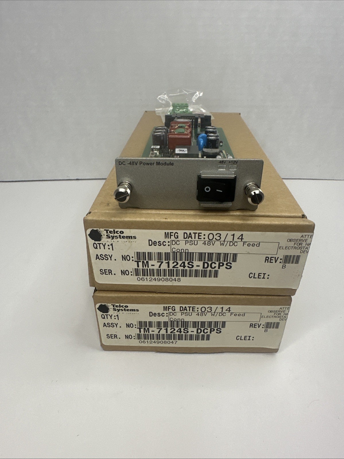 Telco Systems TM-7124S-DCPS 48V PSU W/DC Feed Power Supply Module Lot Of 2