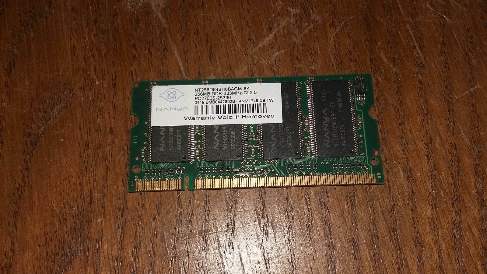 256MB DDR PC2700 Laptop Memory RAM Notebook nt256d64sh8bagm-6k