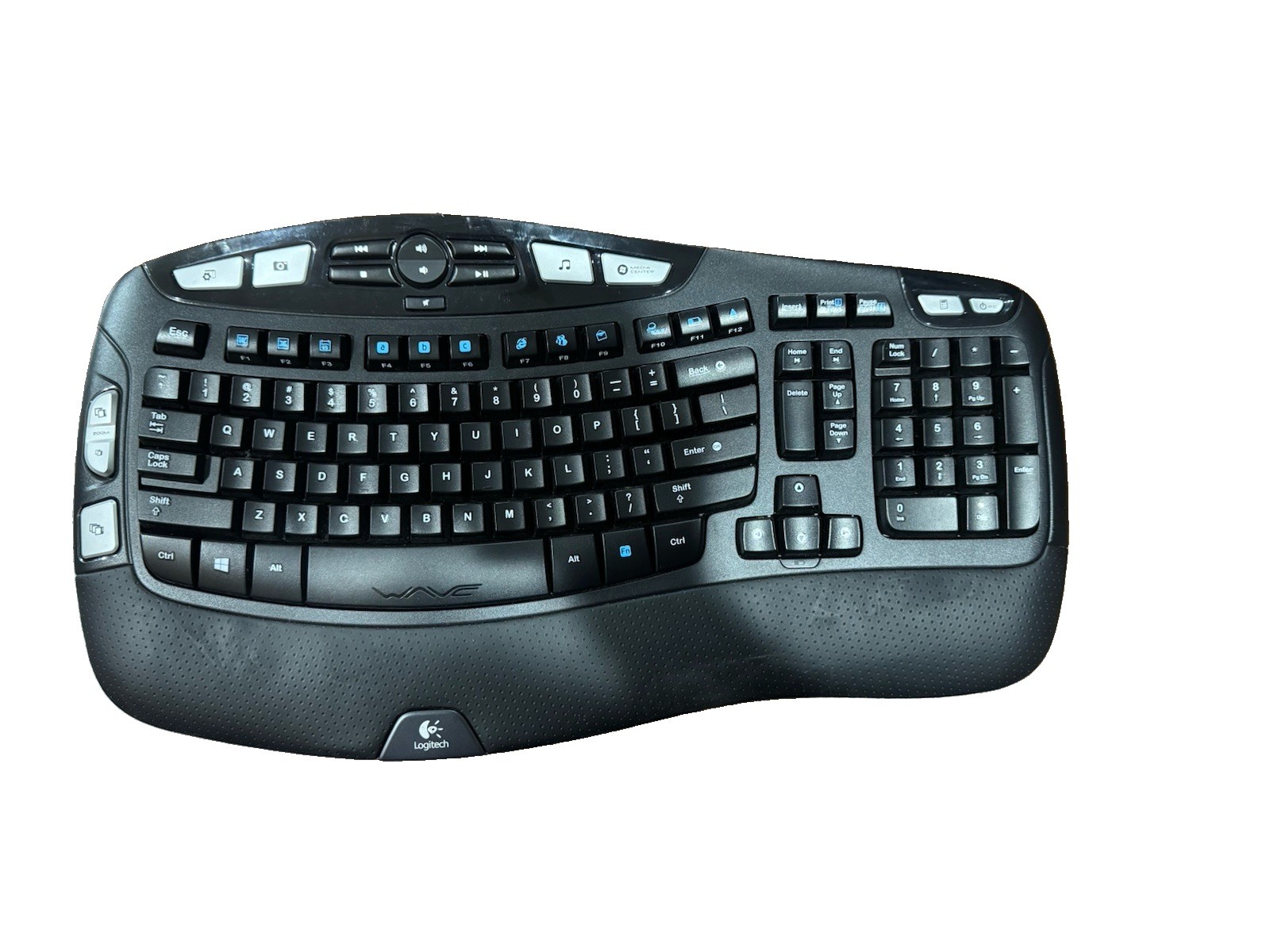 Logitech Wireless Wave K350 Keyboard Used No USB Receiver Untested