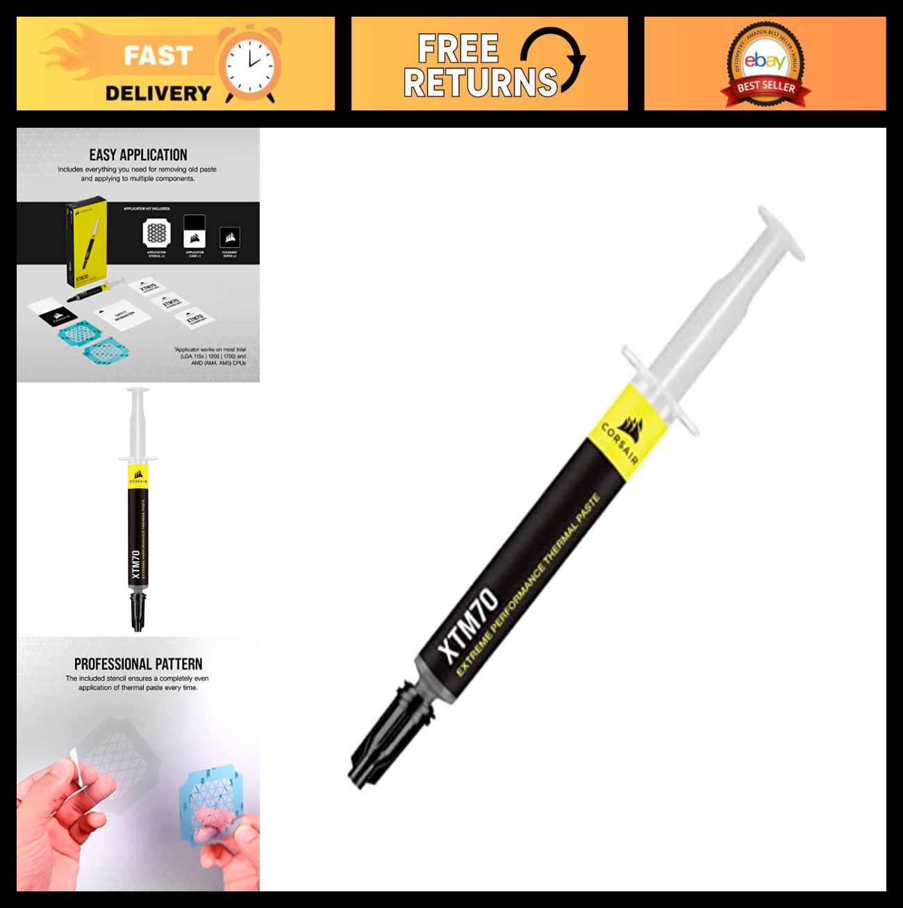 Extreme Performance Thermal Paste 3g for Intel & AMD CPUs, 250W TDP, Easy Apply,