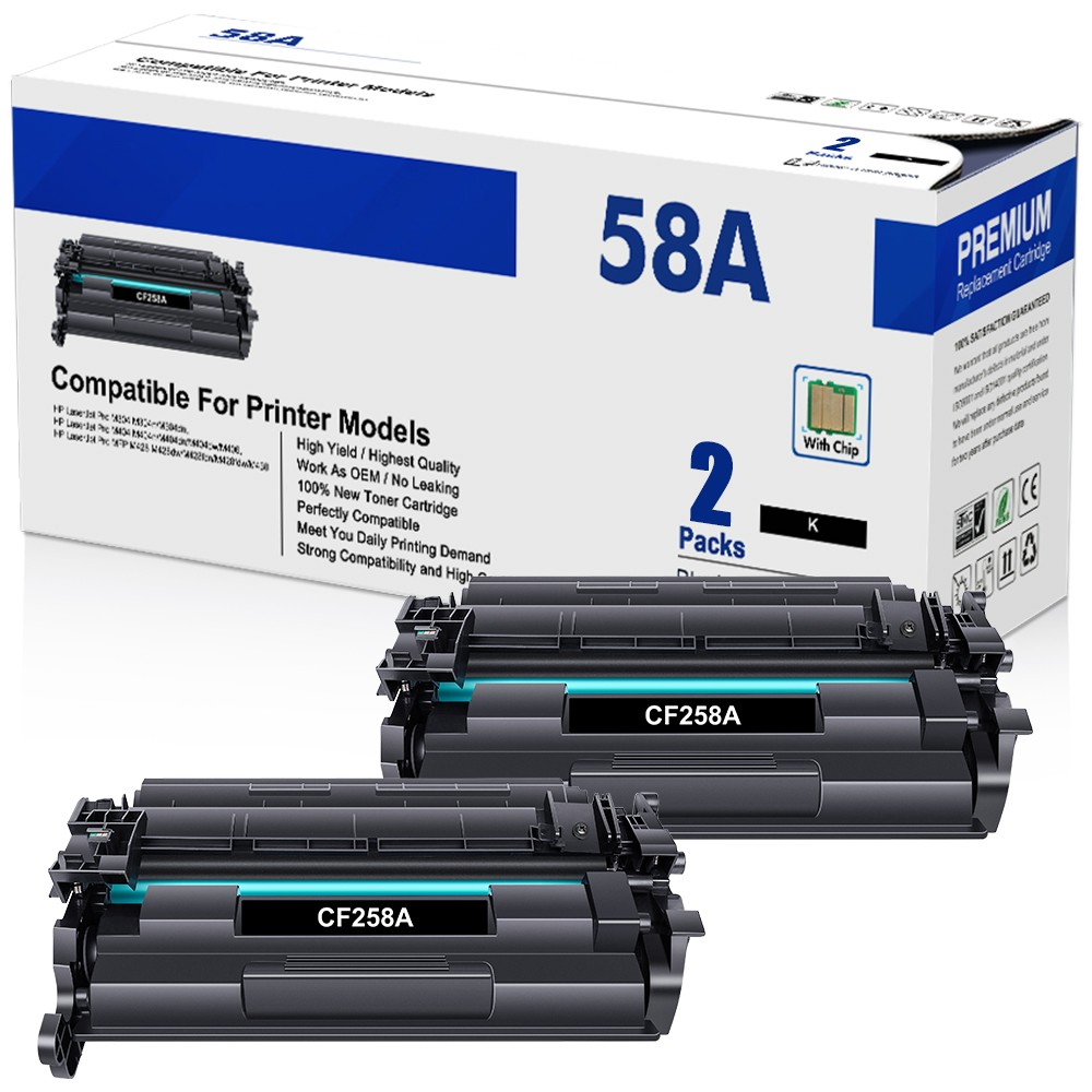 [With Chip] 2x CF258A 58A Toner Cartridge For HP LaserJet M404dn MFP M428fdw