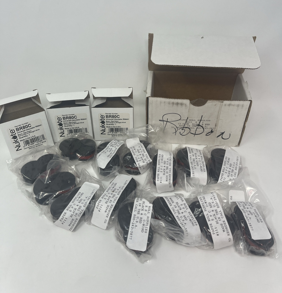 Nukote Calculator Ribbons Universal Twin Spool Black Red lot of 14 USA