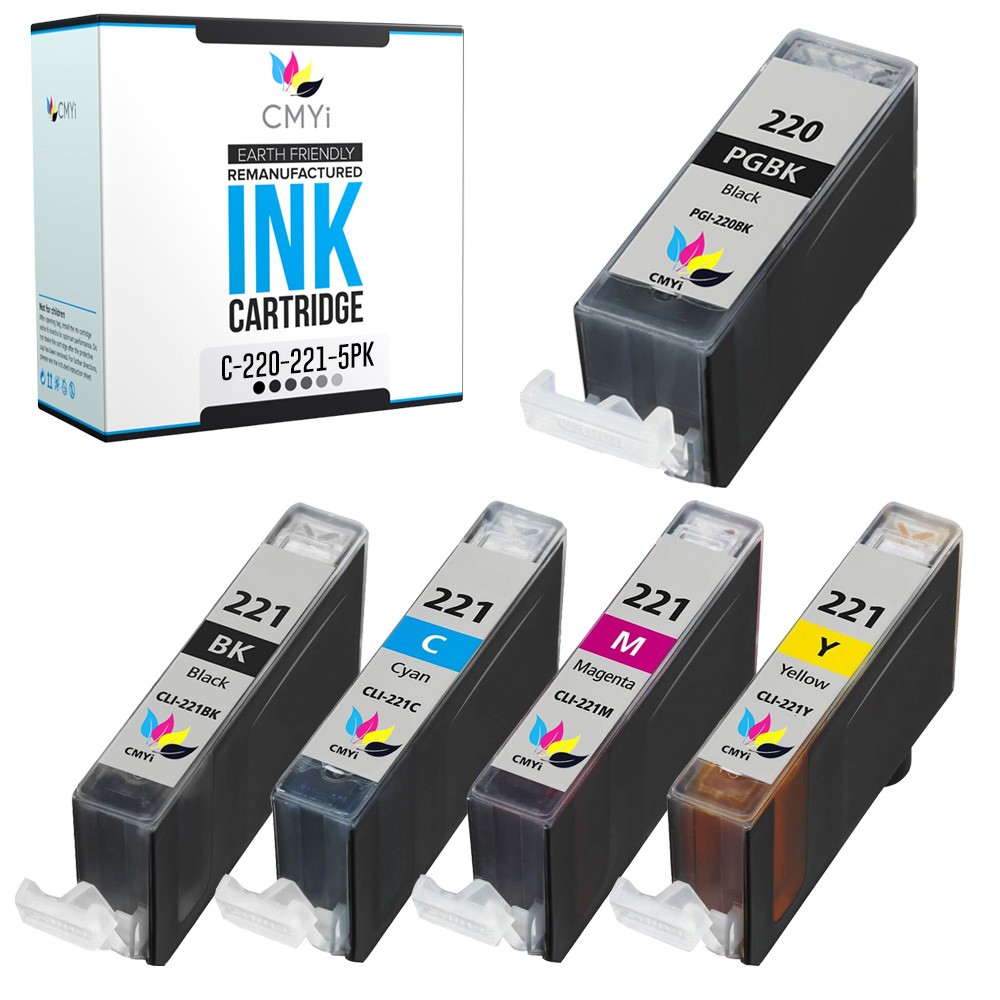 CMYi 5PK Canon 220 221 Ink Cartridge for PIXMA iP4600 iP4700 MP560 MP620 MP620B