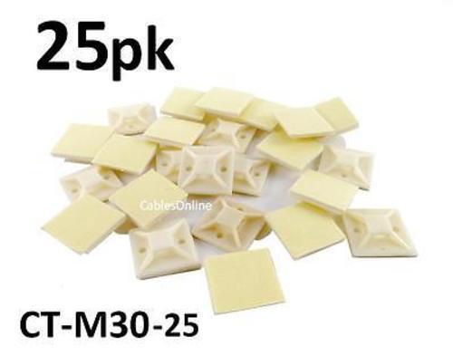 25PACK Self-Adhesive Nylon Cable Tie Mounting Anchors - CablesOnline CT-M30-25