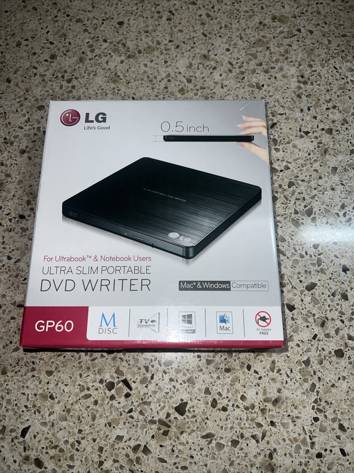 LG - GP60NB50 - Slim Portable DVD Writer DVD-Writer Ext 8x USB DVDRW - Black 