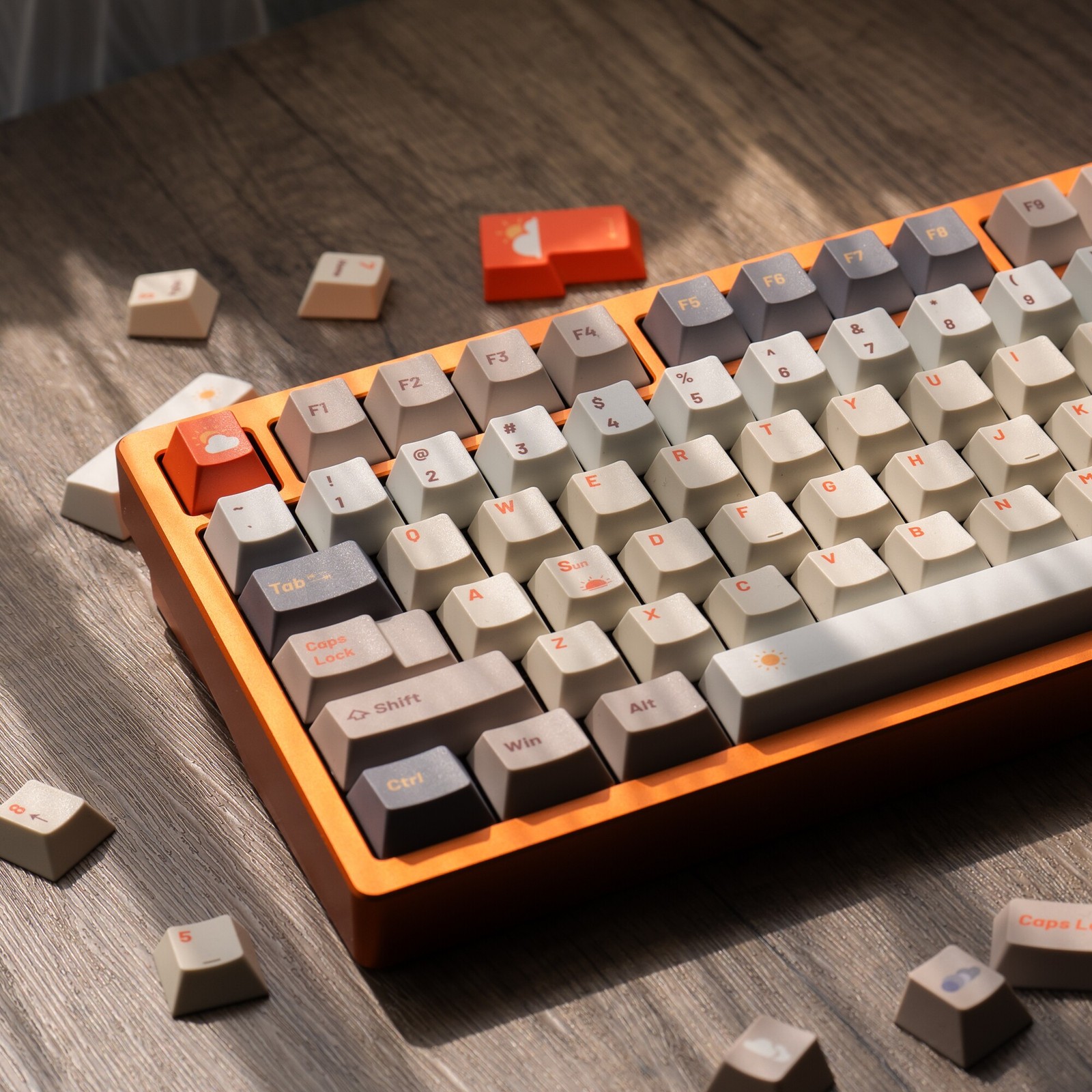 Nice Weather Beige Orange Cherry Profile PBT Keycap Set For Rainy75 
