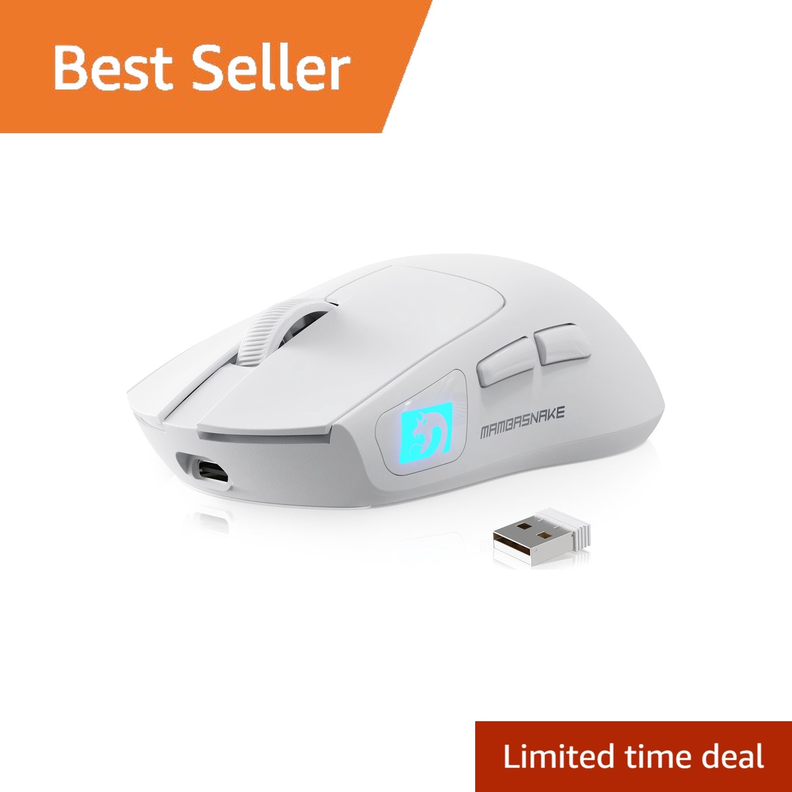 Mambasnake M4 Ultra-Light Wireless Gaming Mouse, White