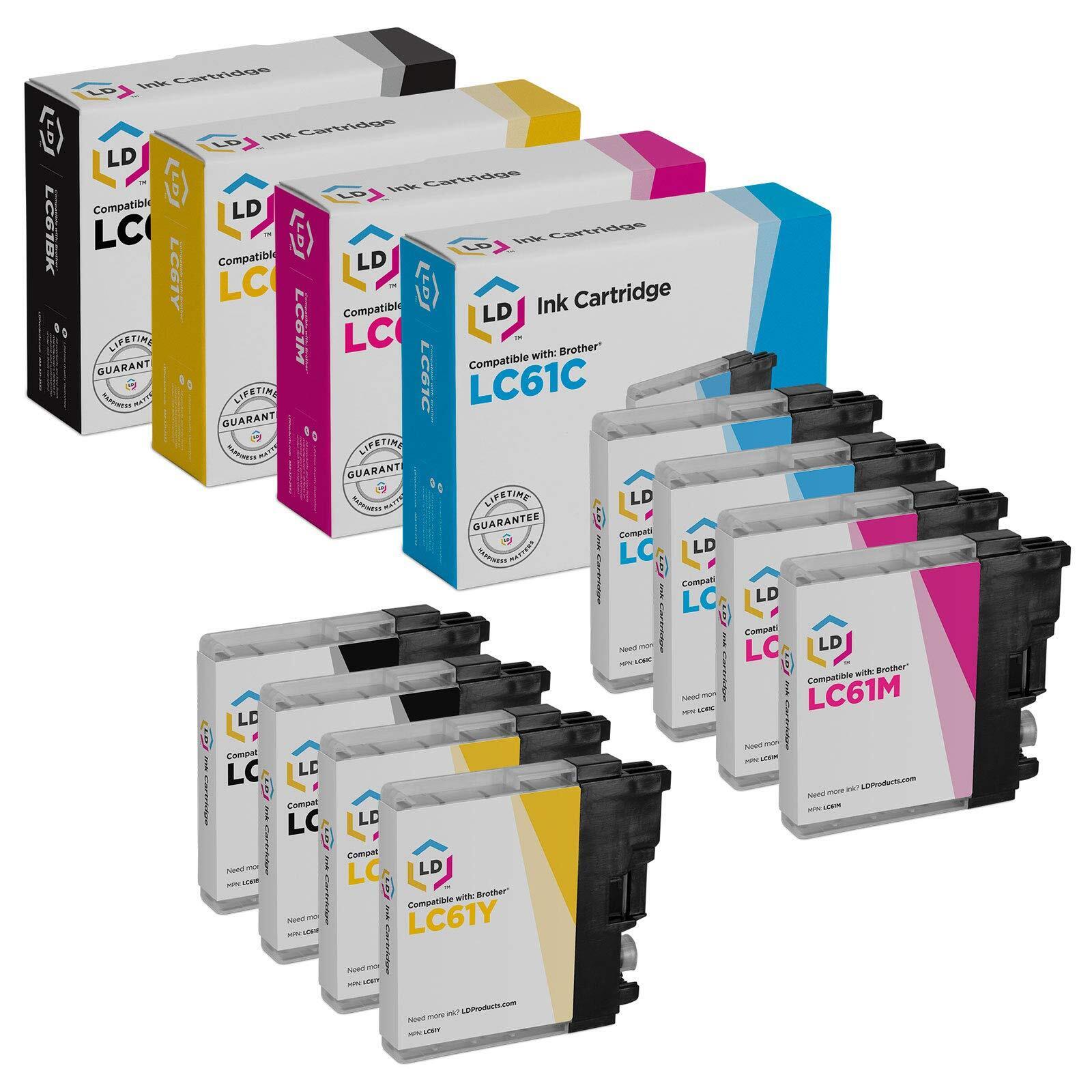 LD 8PK LC61 Black & Color Ink Cartridge Set for Brother DCP-165C DCP-585 DCP-375