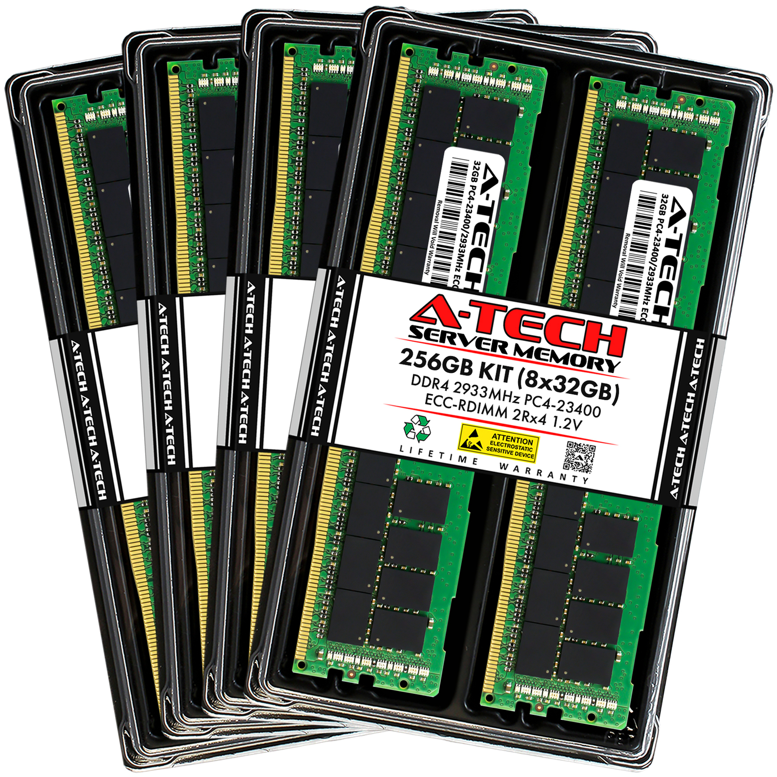 A-Tech 256GB 8x 32GB 2Rx4 PC4-23400R RDIMM DDR4 2933 ECC REG Server Memory RAM