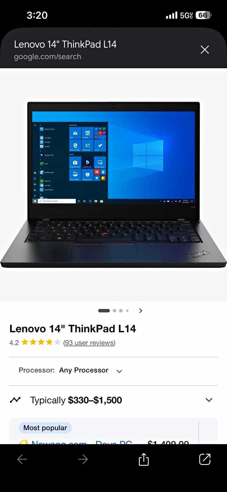 Lenovo ThinkPad L14 14 in Notebook Laptop Windows 10 Black for Workstation