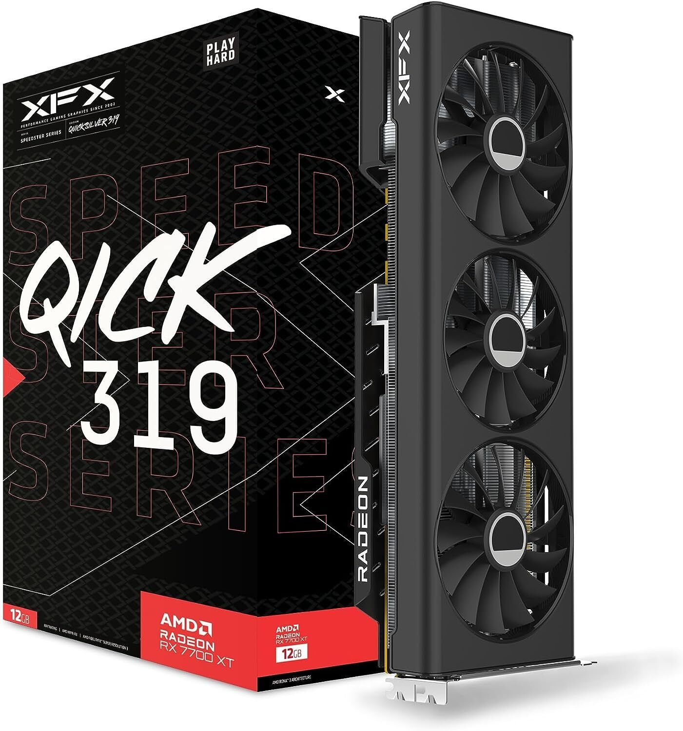 XFX Speedster QICK 319 Radeon RX 7700 XT Black Edition 12GB GDDR6 Gaming