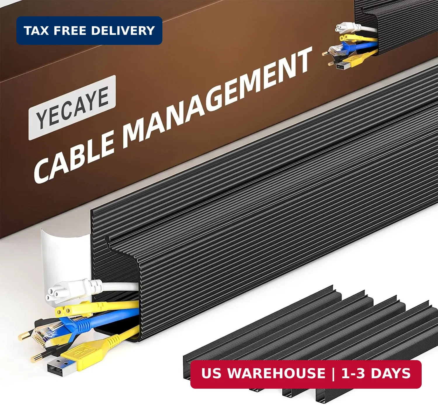 YECAYE Cable Management, 6 Pack, Black