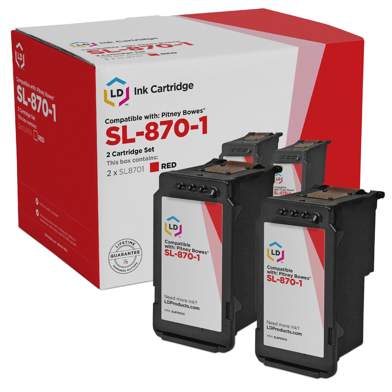 Products Compatible Pitney Bowes SL-870-1 Red Ink Cartridge Replacement 2-Pac...