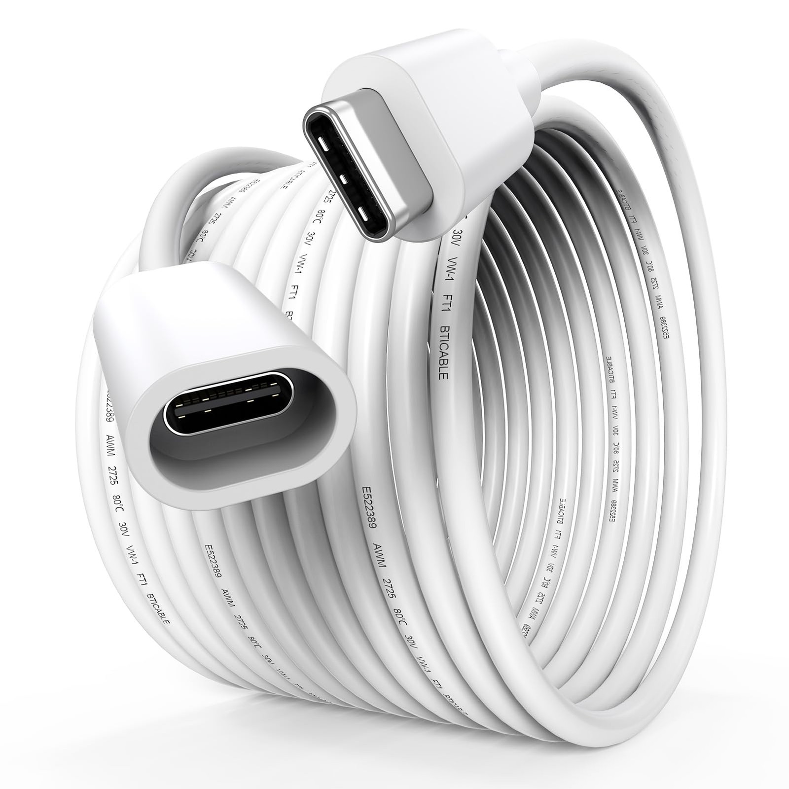 URELEGAN 10FT USBC Extension Cable for Ring Solar Panel and Camera 10FT, White