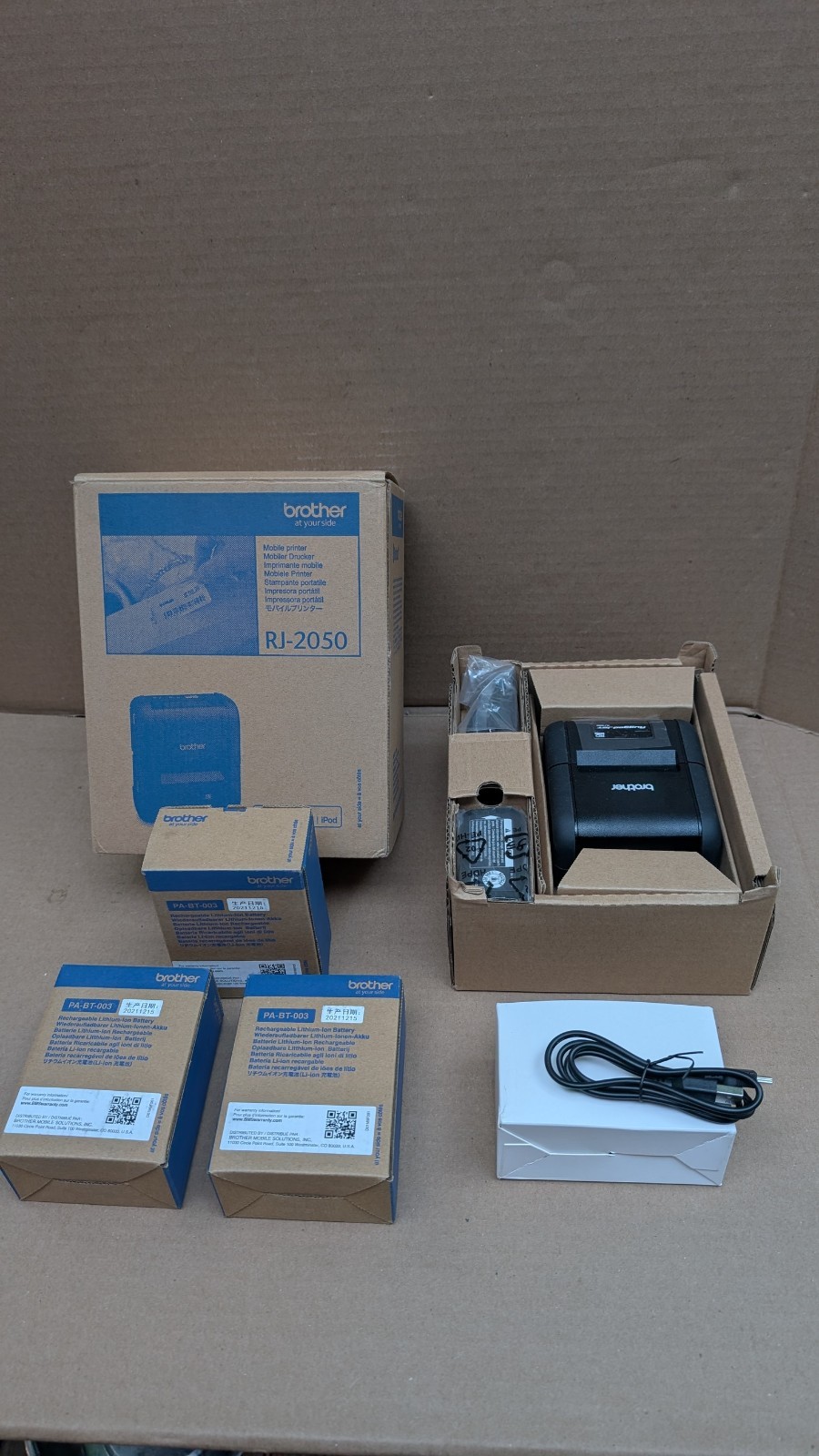 Brother RuggedJet RJ-2050 Mobile Receipt Printer + 4 Batteries + AC Adapter