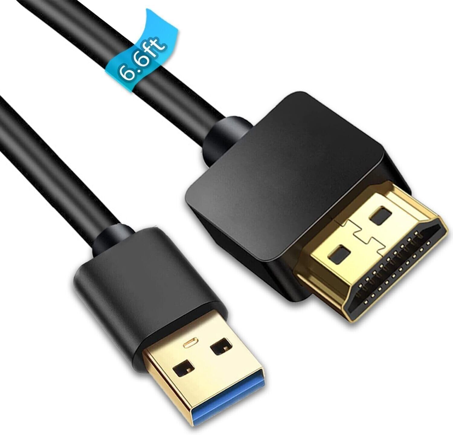 6.6FT USB to HDMI Cable, USB to HDMI Adapter for Monitor, USB 3.0 Male to HDM...