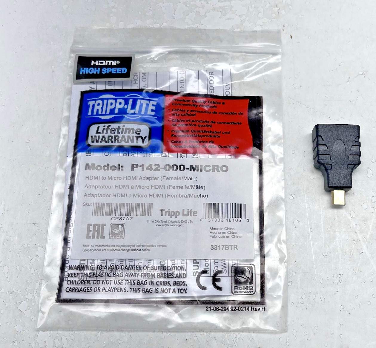 Tripp Lite P142-000-MICRO HDMI to Micro HDMI Adapter Converter Female/Male B3