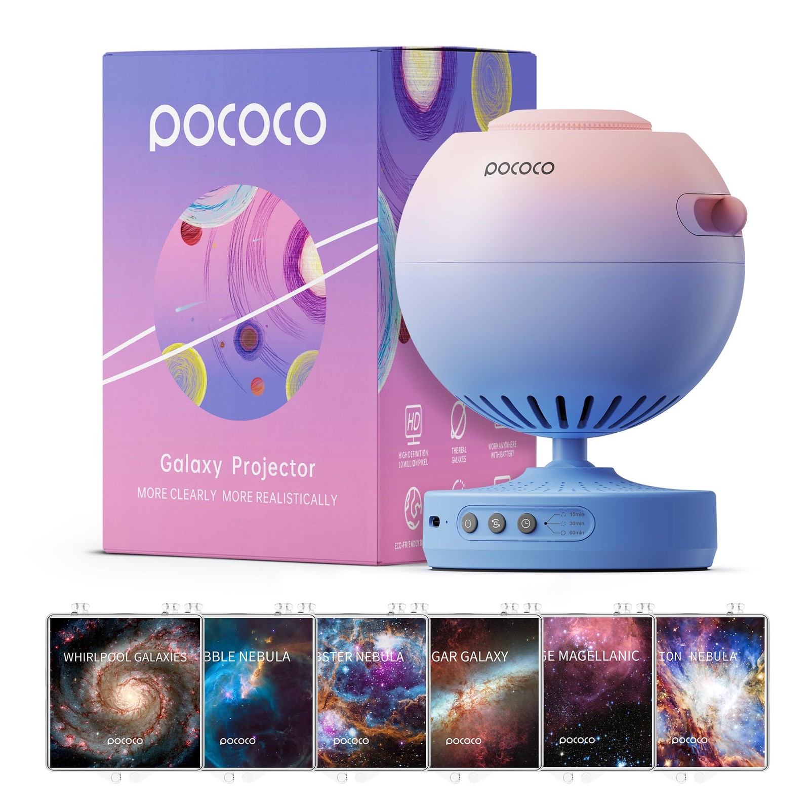 POCOCO Galaxy Projector + Gorgeous Nebula - Discs (6 Pieces) Multicolored