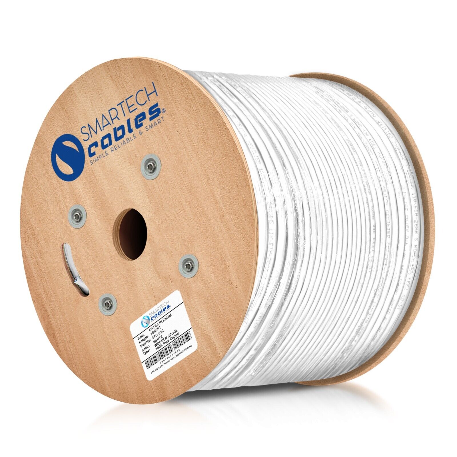 1000ft Cat6A UTP Bulk Ethernet Network Cable 10G 23AWG Solid wire Plenum Bulk