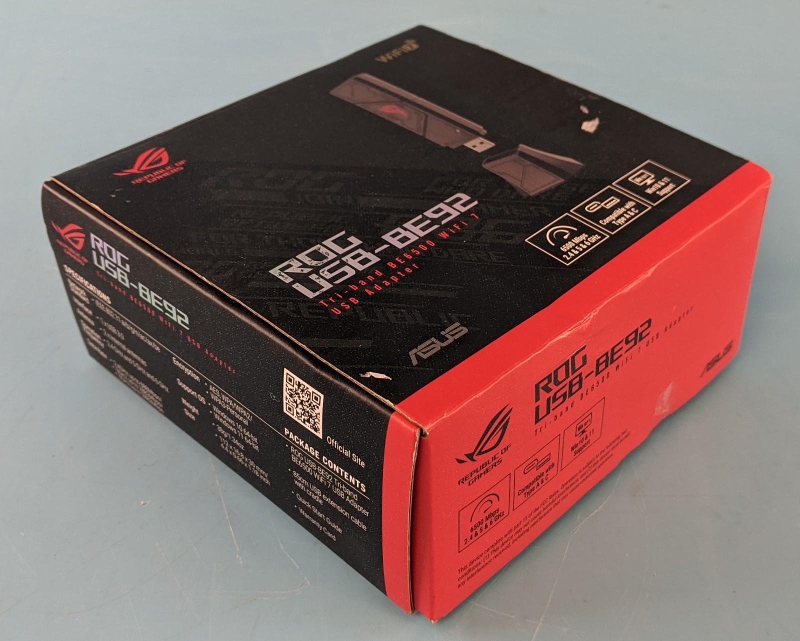 ASUS ROG USB-BE92 WiFi 7 BE6500 Tri-Band USB 3.0 Wireless Network Adapter Boxed