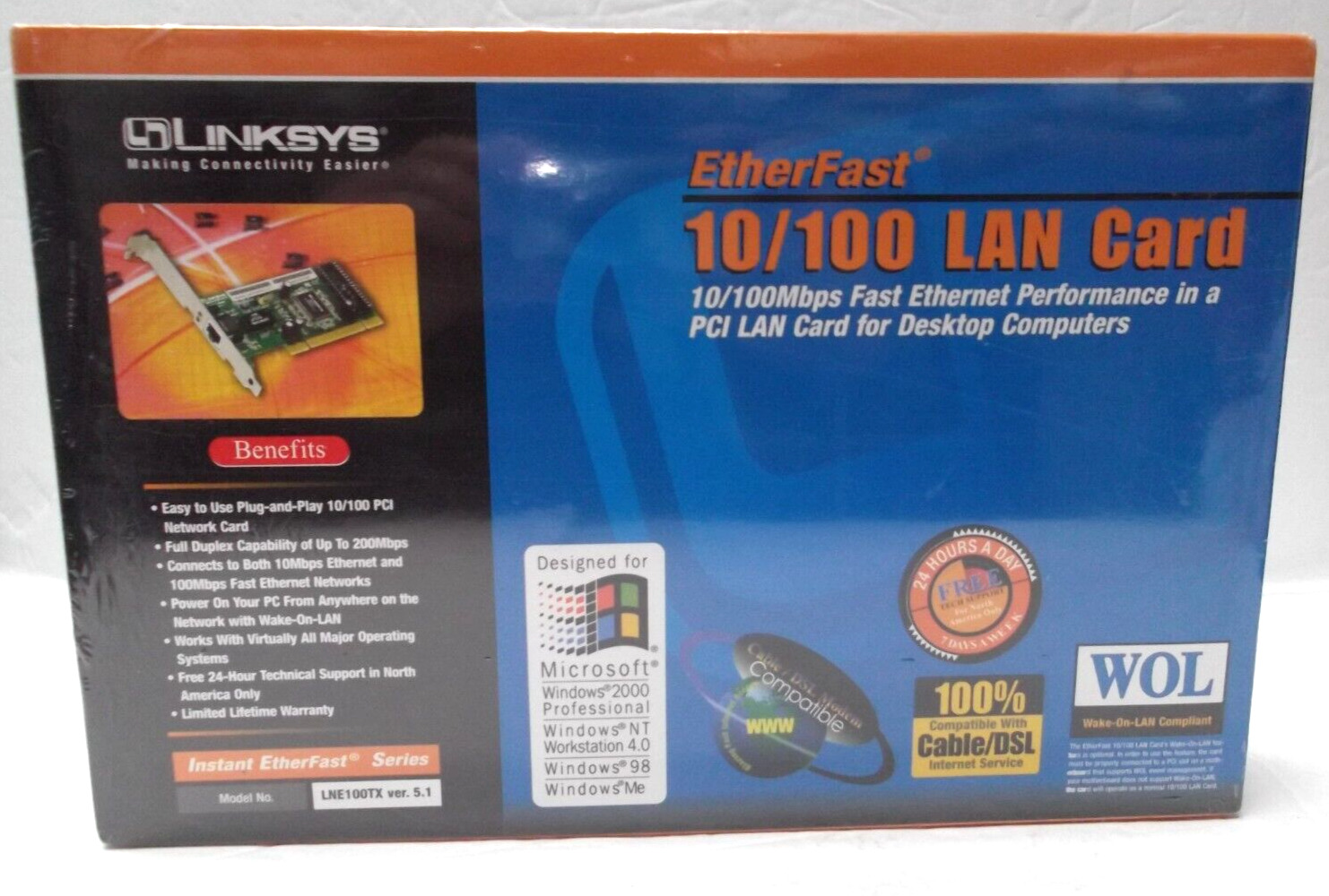 Linksys EtherFast 10/100 PC Card for Any 10BaseT or 100BaseTX Network (Sealed)