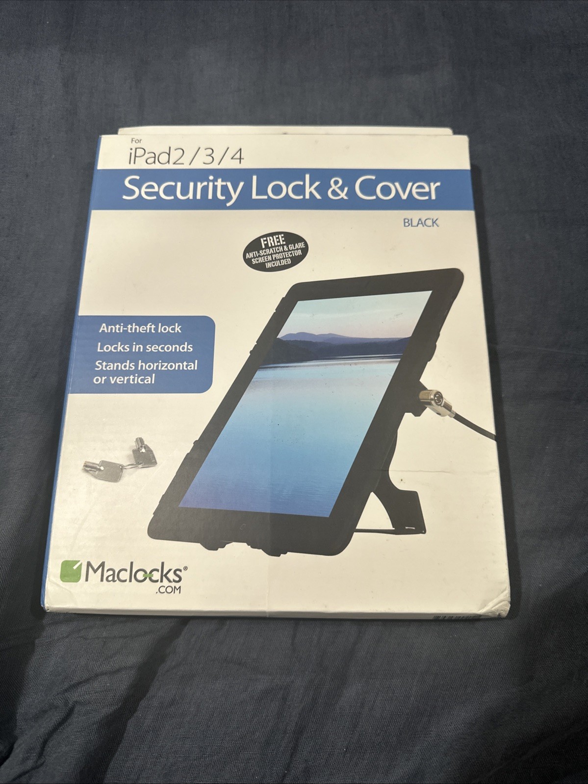 Ipad 2/3/4 Security Lock And Cover Black Maclocks.com