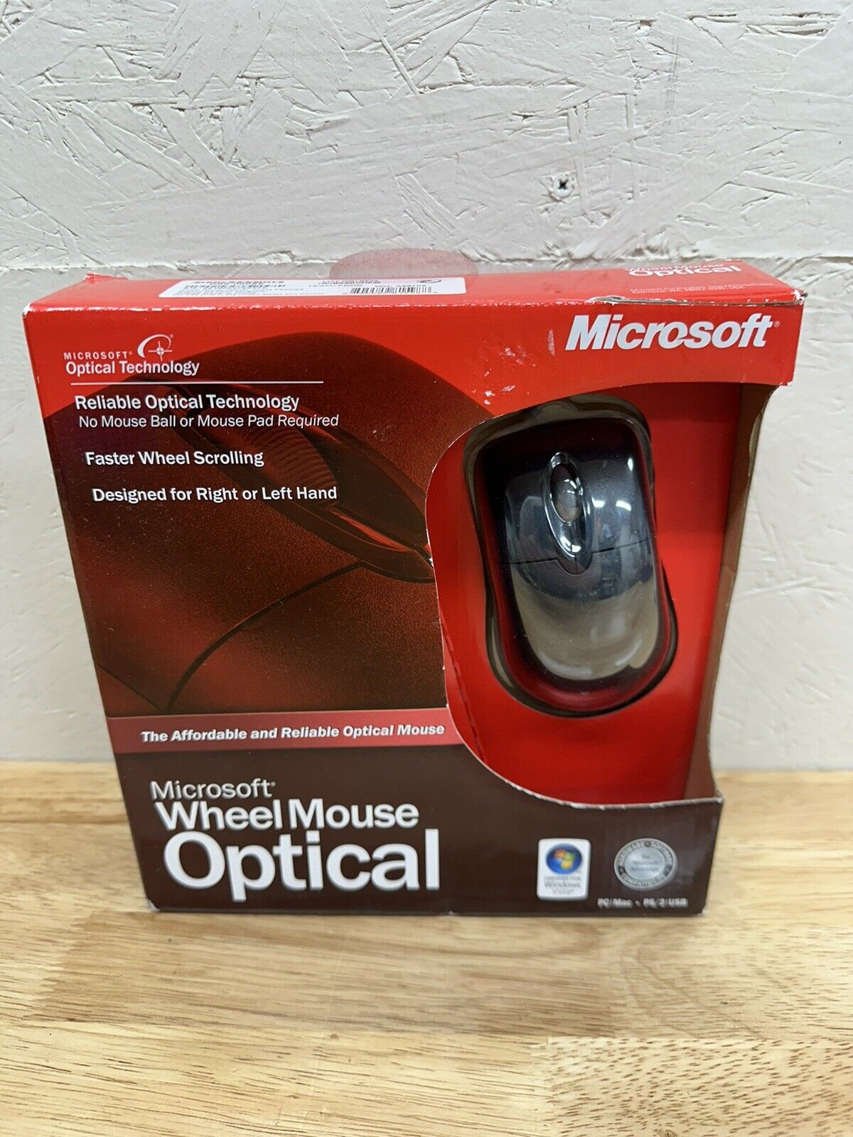 Vintage Microsoft Wheel Mouse Optical Mouse Black (New Open Box)