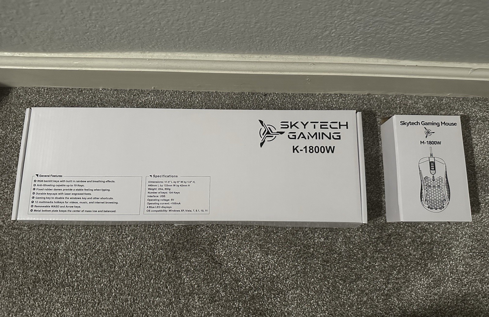 Skytech Gaming K-1800W Keyboard & M-1800W Mouse White