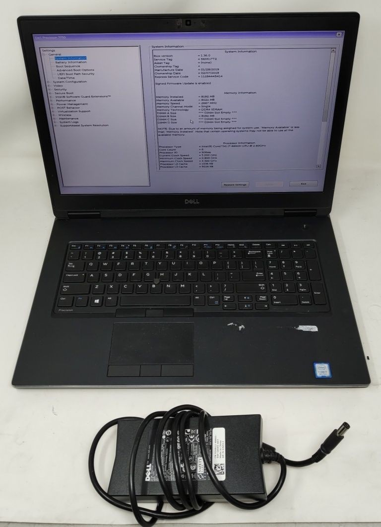 DELL PRECISION 7730 Laptop Intel I7-8850H 8GB 512GB