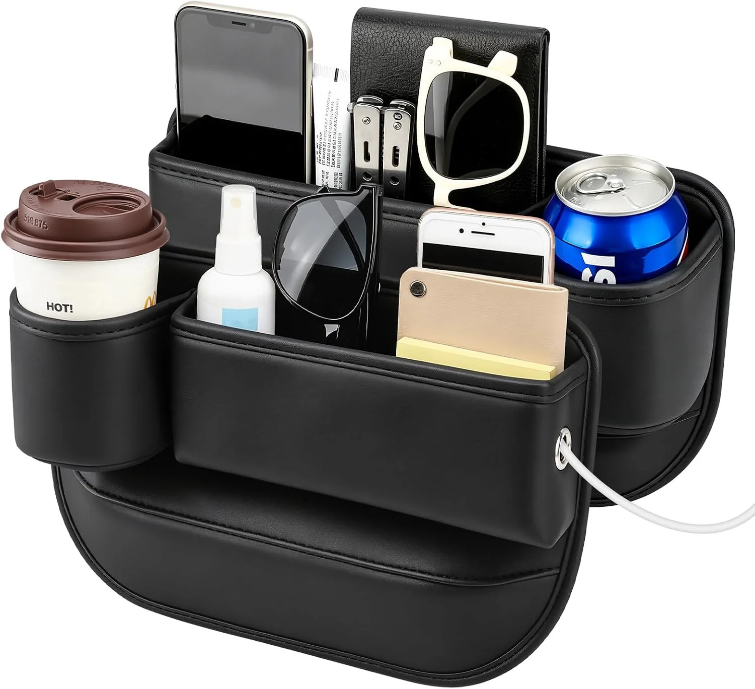 2PCS Car Seat Gap Filler Organizer Storage Box Cup Holder Left Right Universal