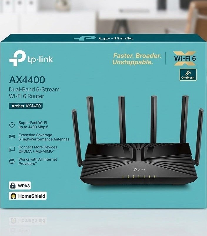 TP-Link Archer AX4400 Mesh Dual Band Wi-Fi 6 Stream Router Black (4.4 Gbps)