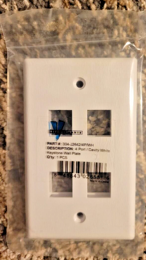 VERTICAL CABLE 4-PORT WHITE 304-J2642/4P/WH KEYSTONE PLATE