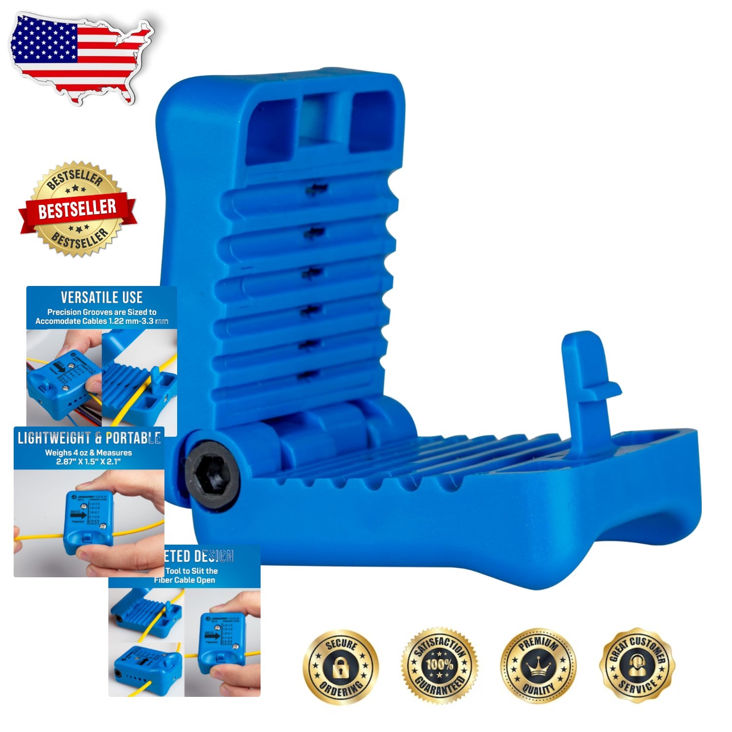 Fiber Optic Cable Slitter MS-6 Mid Span Blue Ergonomic 1.2-3.3mm