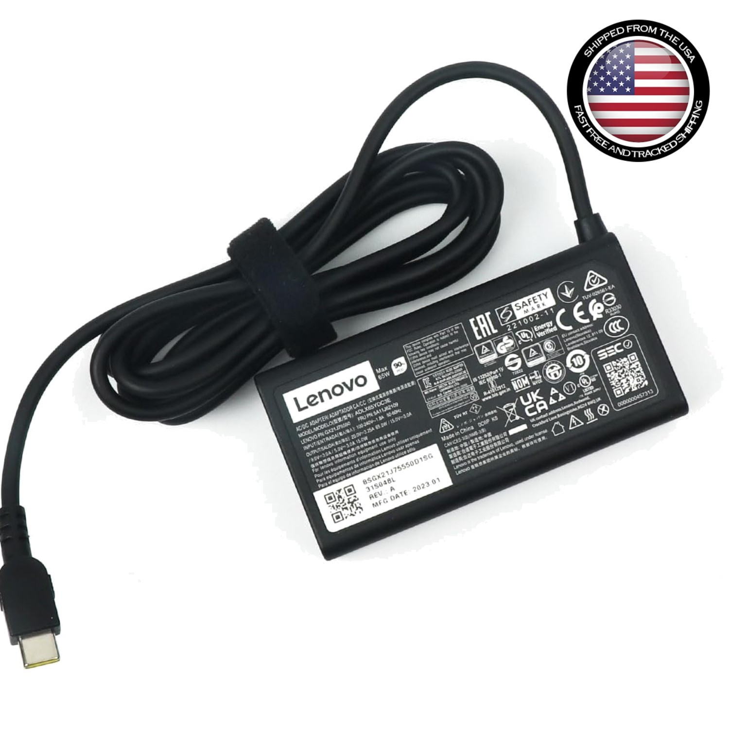 Genuine 65W USB Type-C Laptop Charger for ThinkPad - Lightweight & Efficient