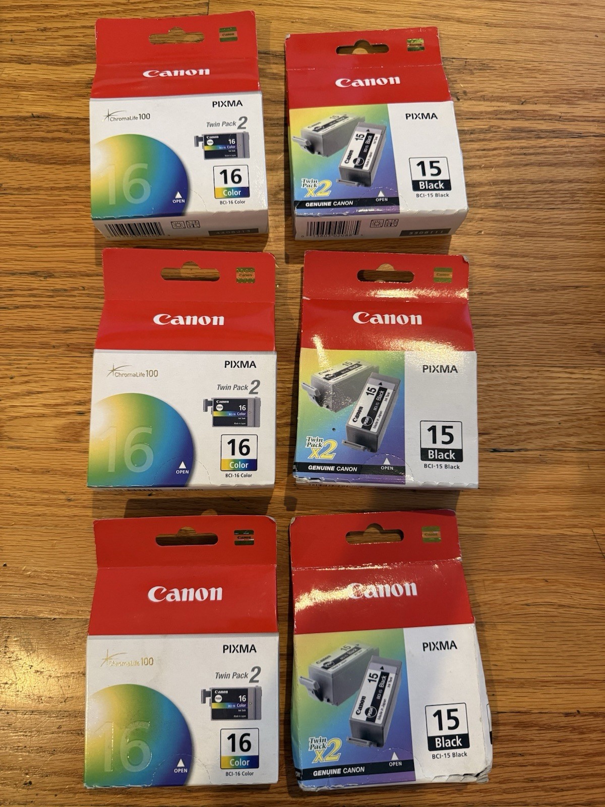 Canon Pixma Ink 6x Twin Pack - 3x BCI16 Color & 3x BCI15 Black