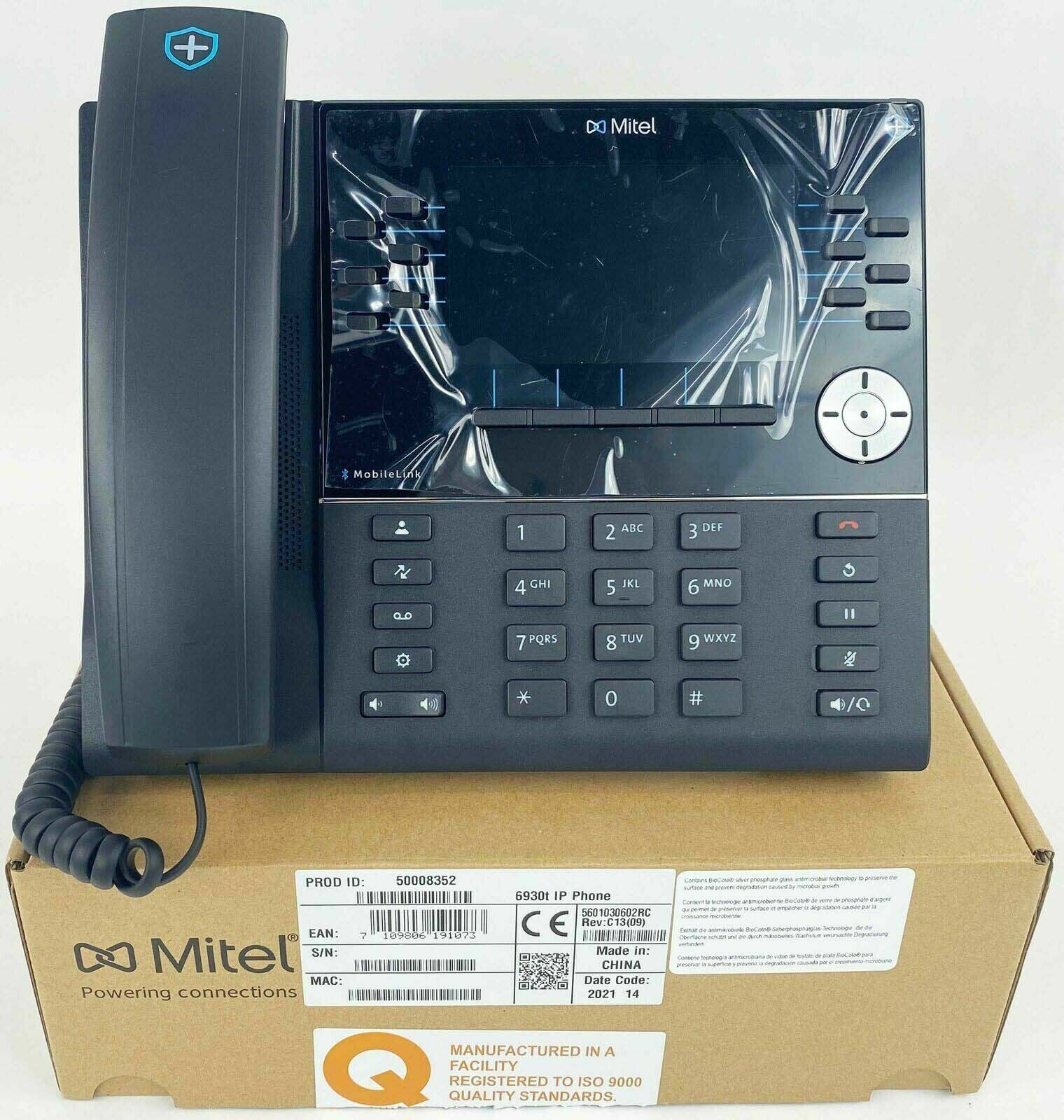 MITEL 6930T ANTIMICROBIAL IP PHONE NEW 50008352 WITH A 1 YEAR WARRANTY