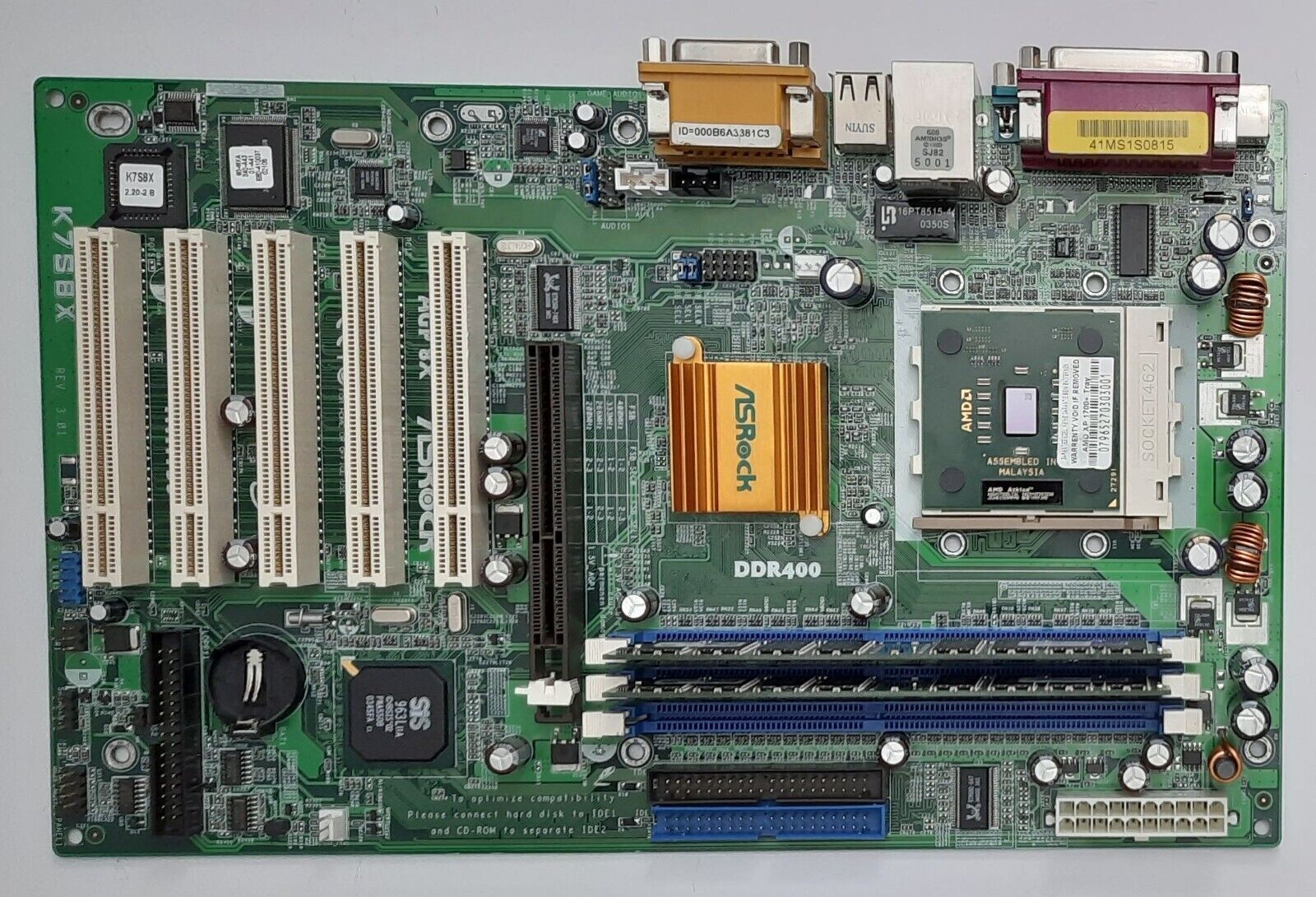 Asrock K7S8X Socket A AGP Retro Motherboard + AMD Athlon XP 1700+ + 1GB DDR RAM