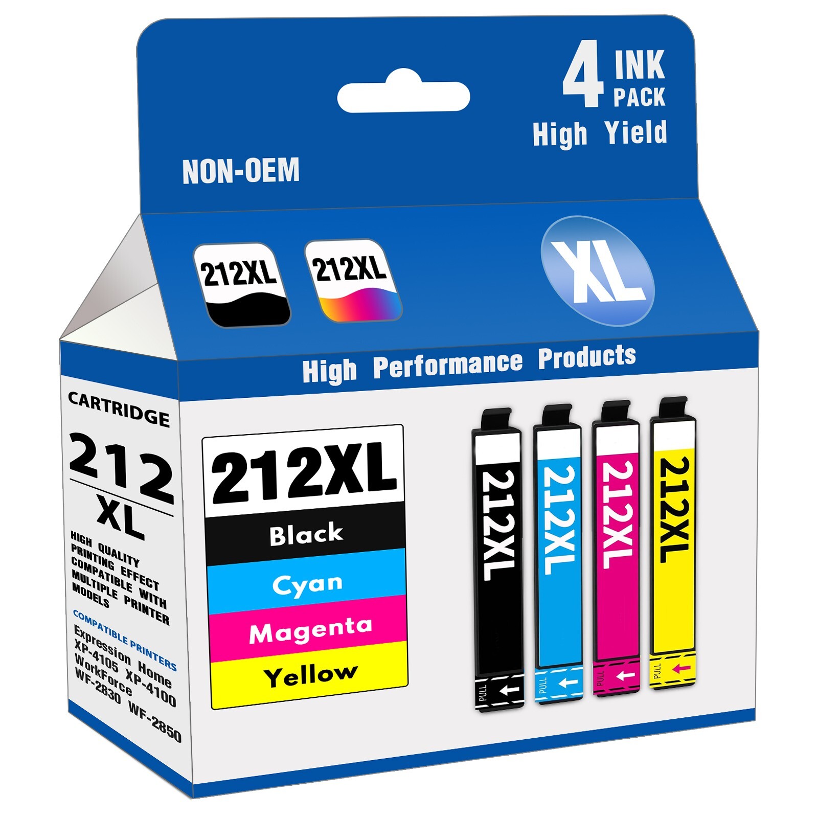 212XL Ink for Epson XP-4100 WF-2830 XP-4105 Printers (Black/Cyan/Magenta/Yellow)