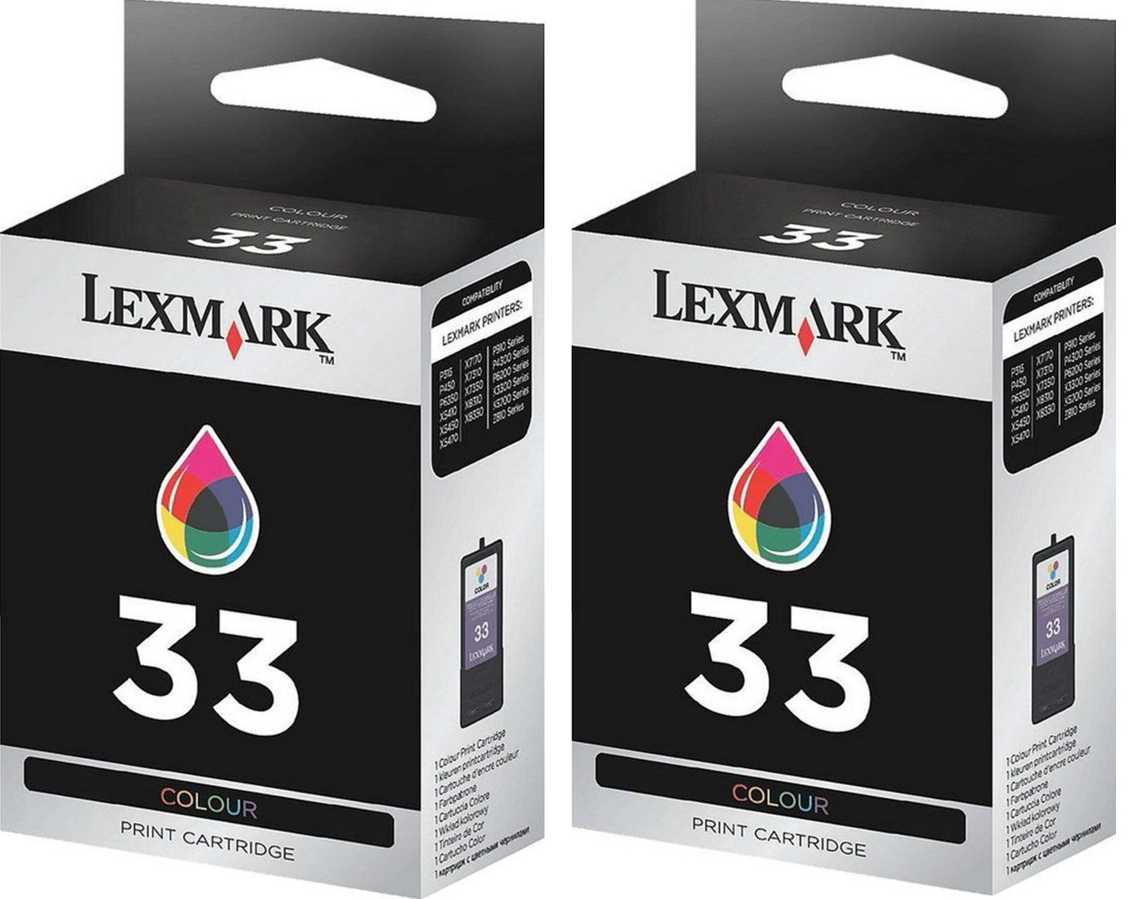 New Genuine Lexmark 33 2PK Ink Cartridges X Series X3330 X3350 X5210 X5250