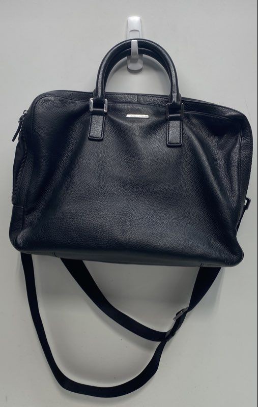 Michael Kors Black Pebbled Leather Briefcase Laptop Bag Silver Hardware