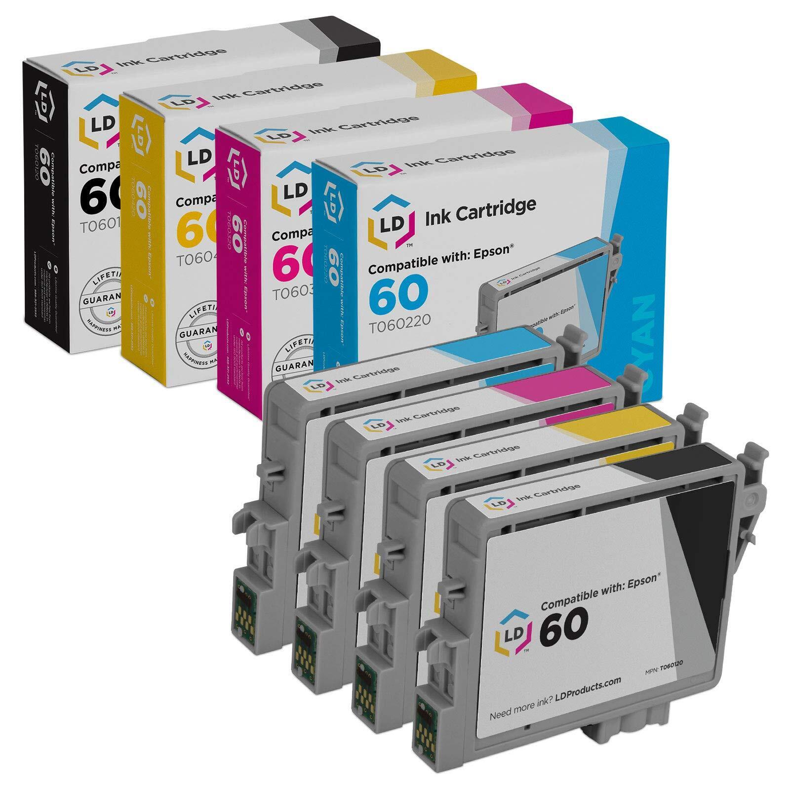 Reman Ink Replacements for Epson 60 (Blk, C, M, Y, 4-Pk)