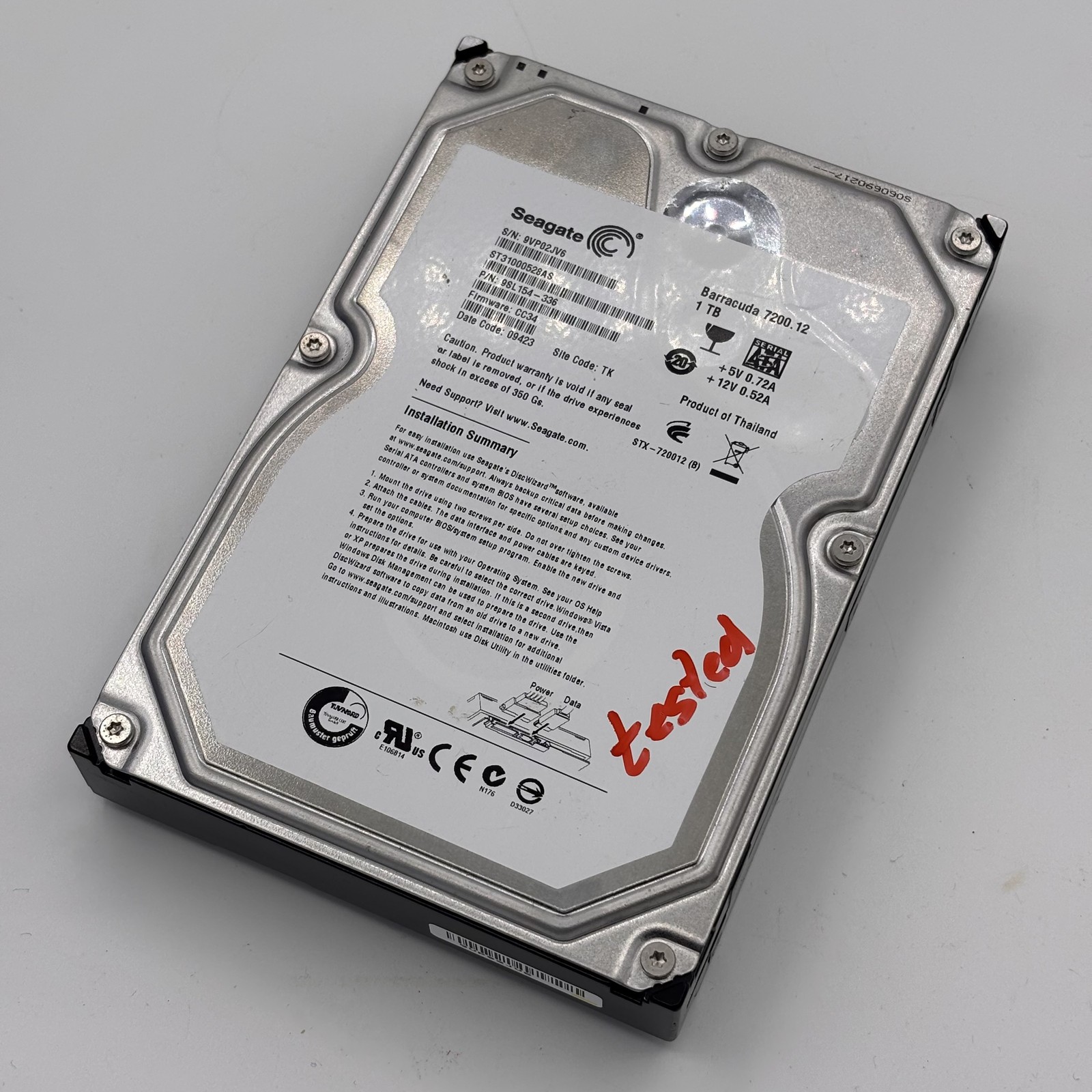Seagate Barracuda 7200.12 1TB 3.5" SATA Internal Desktop Hard Drive HDD