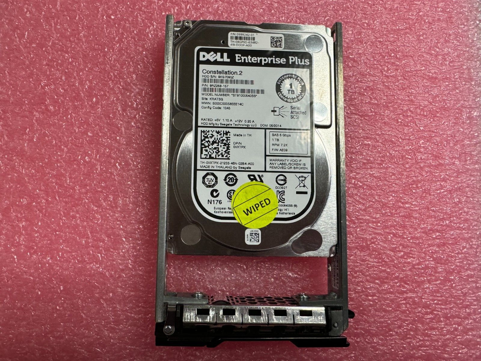 VXTPX DELL Compellent 1TB 6Gb/s 7.2K 2.5'' SAS HDD w/ tray ST91000640SS 0VXTPX