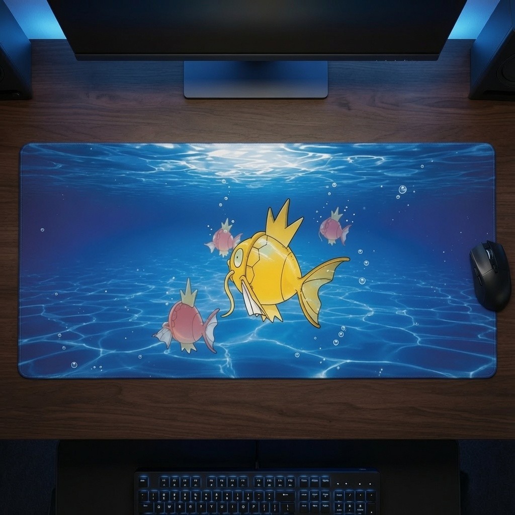 Shining Magikarp Neo Pokemon Mat Playmat XXL Computer Desktop Mousepad 35x16"