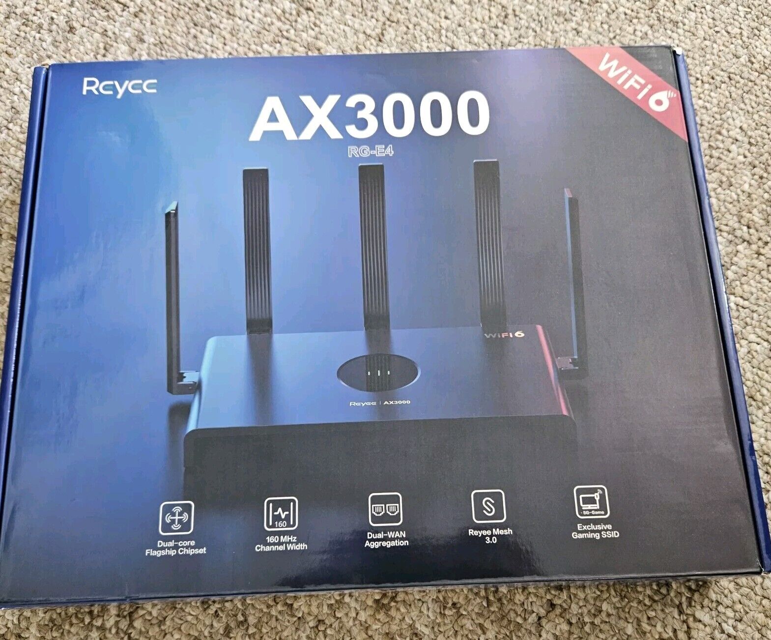 Reyee AX3000 Wi-Fi 6 Router, Dual Band 802.11ax Wireless Large Home RG-E4